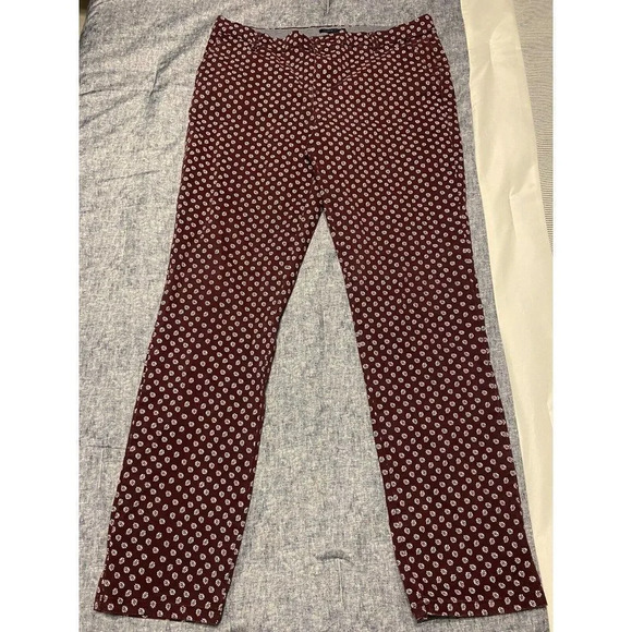 TOMMY HILFIGER PANTS- WOMENS- SIZE 8 - BURGUNDY -FLORAL DESIGN-PERFECT CONDITION - Picture 1 of 7